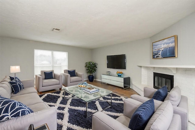 living room featuring hardwood / wood-style flooring