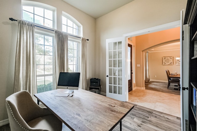 office area featuring french doors