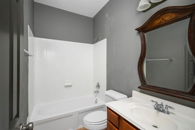 full bathroom with vanity, toilet, and tub / shower combination