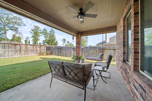 view of patio / terrace with outdoor lounge area and ceiling fan