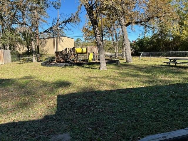 view of yard with a playground