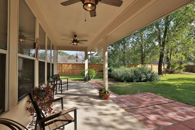 view of patio / terrace with ceiling fan