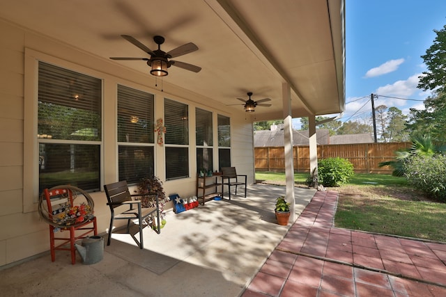 view of patio / terrace with ceiling fan