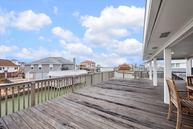 deck with a water view