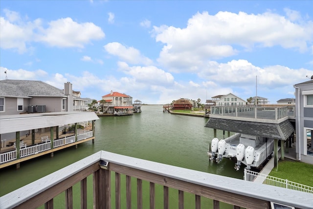 view of dock featuring a water view