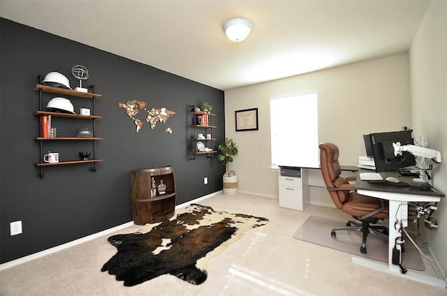 office with light colored carpet