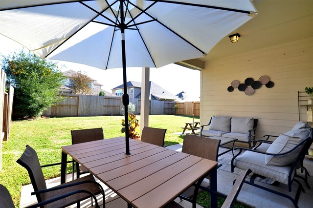 view of patio featuring outdoor lounge area