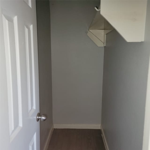 spacious closet featuring dark hardwood / wood-style flooring