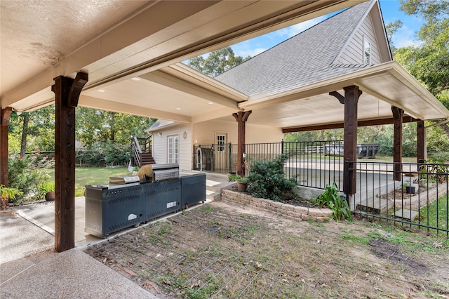 view of patio / terrace featuring fence and area for grilling