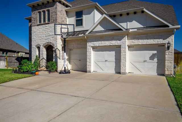 view of front of property with a garage