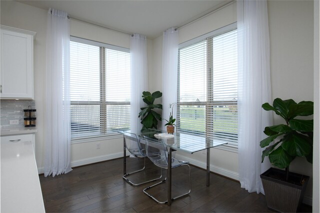 office space featuring dark hardwood / wood-style flooring