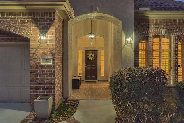 property entrance featuring a garage