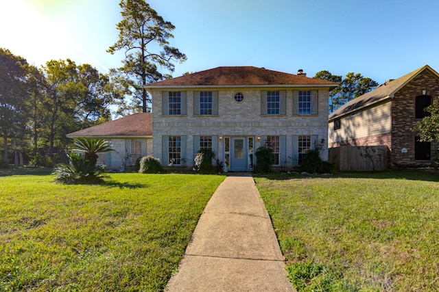 colonial house with a front lawn