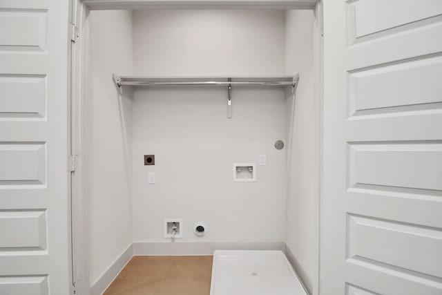 clothes washing area featuring electric dryer hookup, gas dryer hookup, and washer hookup