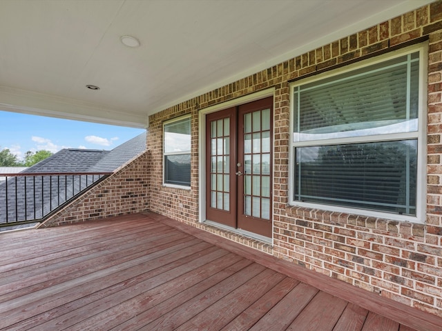 wooden deck with french doors