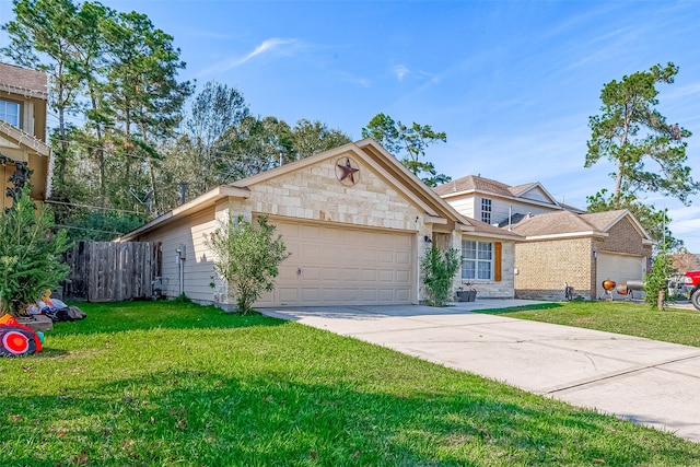 ranch-style home featuring a front lawn