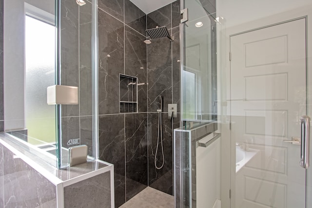 bathroom with plus walk in shower