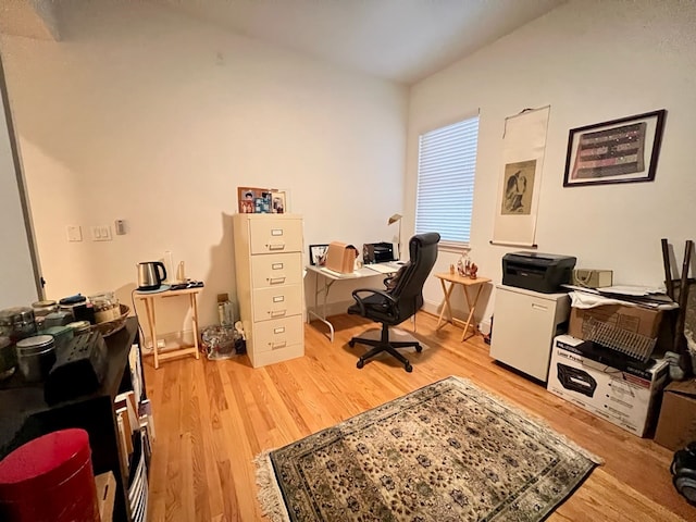 office space featuring light hardwood / wood-style floors