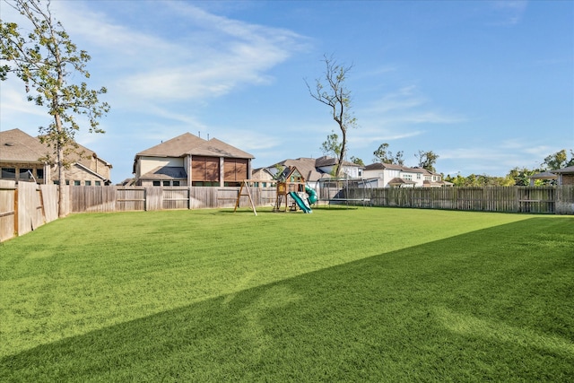 view of yard featuring a playground