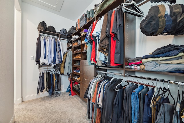 walk in closet featuring carpet floors