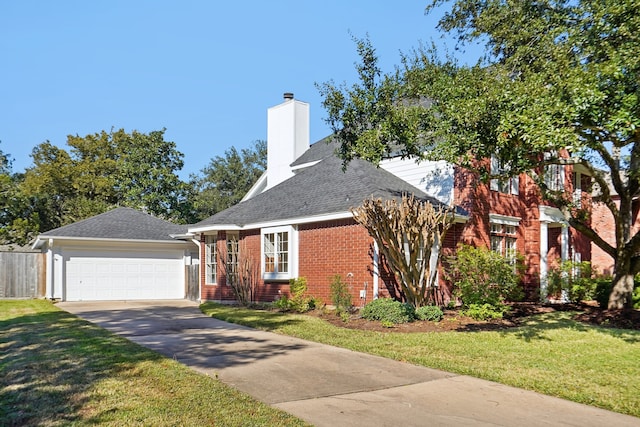 view of front of house featuring a garage and a front yard