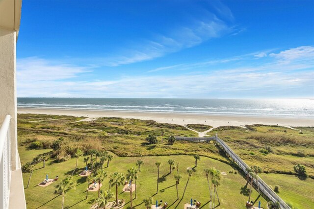 property view of water with a beach view