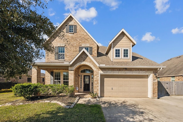 view of front of property with a garage