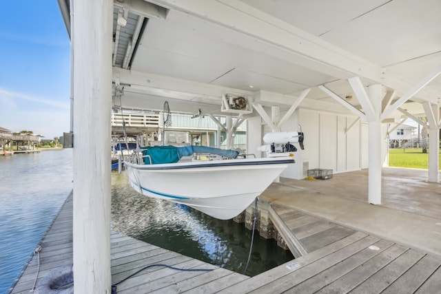 view of dock featuring a water view