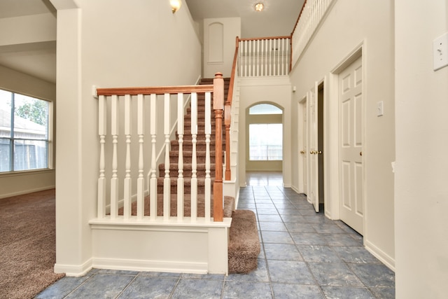 interior space featuring carpet flooring and plenty of natural light