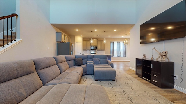 living room featuring light hardwood / wood-style flooring