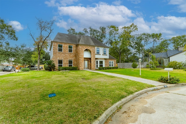 view of front of house with a front lawn