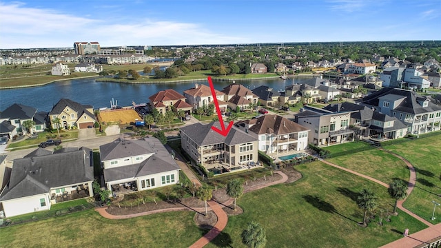 729 Pegasus Ln, League City, TX 77573 - drone / aerial view featuring a residential view and a water view