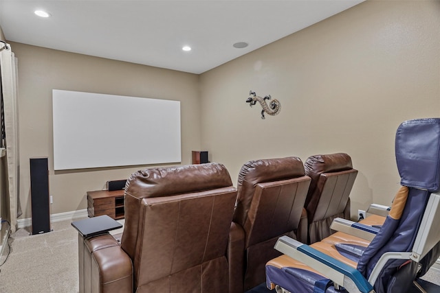 view of carpeted home theater room