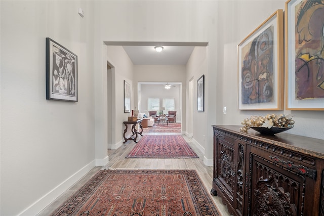 hall featuring light hardwood / wood-style floors