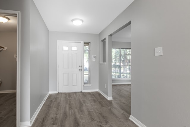 foyer with hardwood / wood-style floors