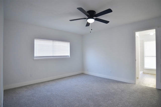 empty room with carpet and ceiling fan