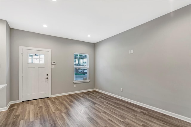 entryway with hardwood / wood-style floors