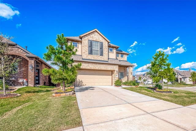 front of property featuring a front yard and a garage