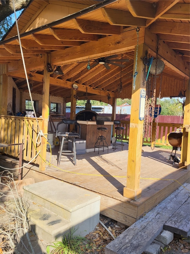 view of patio / terrace with an outdoor bar