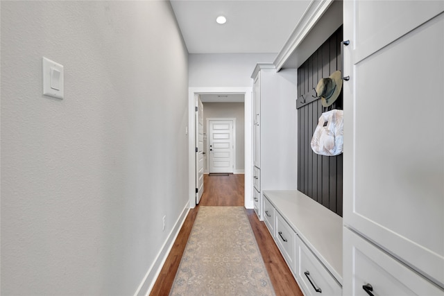 mudroom featuring hardwood / wood-style floors