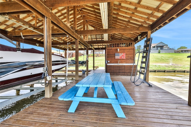 view of dock area