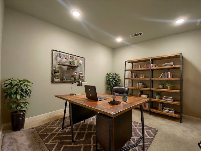 view of carpeted office space