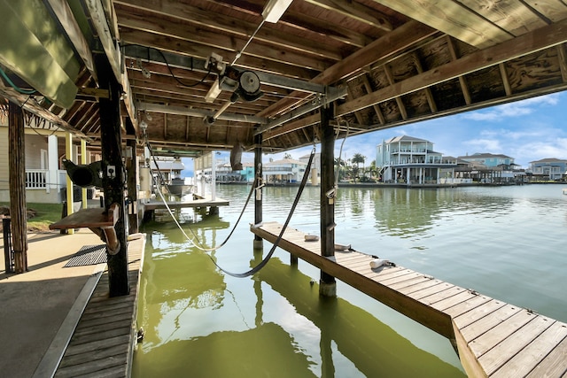 view of dock featuring a water view