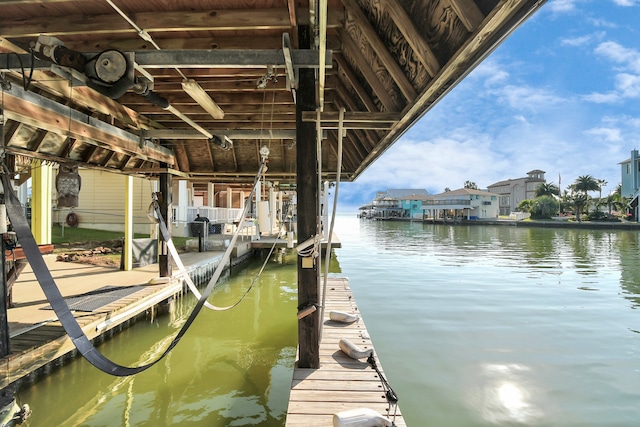 view of dock featuring a water view