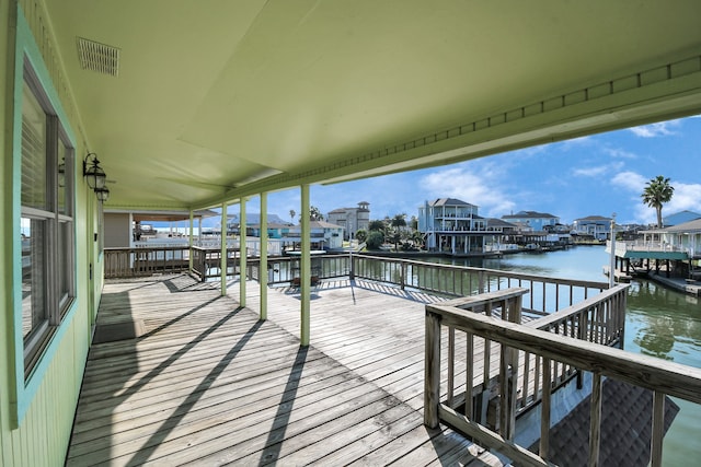 deck with a water view