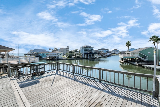 dock area with a water view