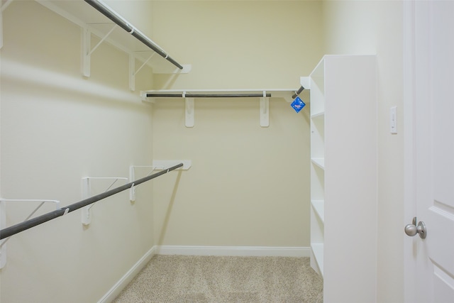 spacious closet featuring light carpet