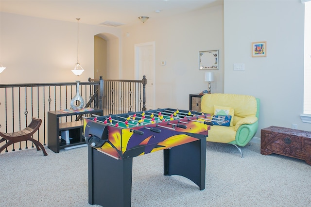 game room featuring carpet floors