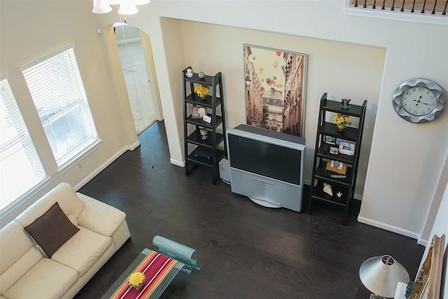 living room featuring dark hardwood / wood-style flooring