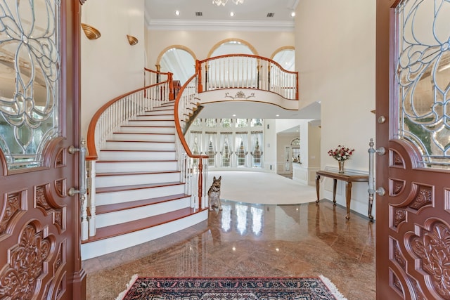 foyer entrance with crown molding